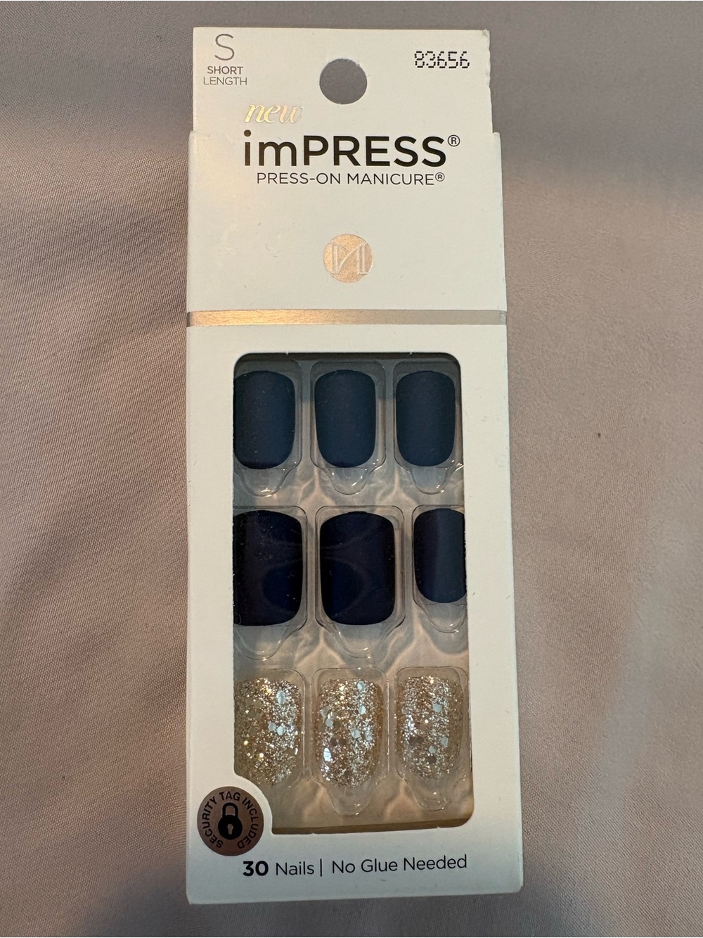 imPRESS Dark Blue Matte with Shiny Press-On Nails